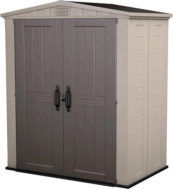 Keter Factor Outdoor Plastic Garden Storage Shed, Beige, 6 x 3 ft