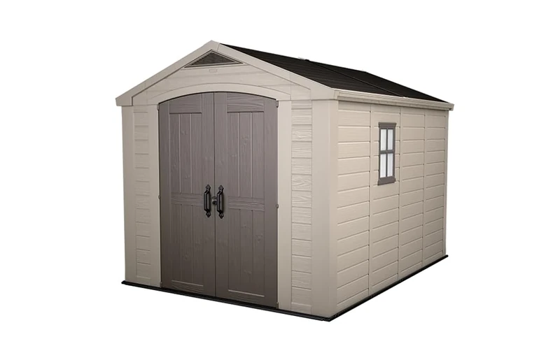 Keter Factor Outdoor Garden Storage Shed, Beige, 8 x 11 ft, 17197917
