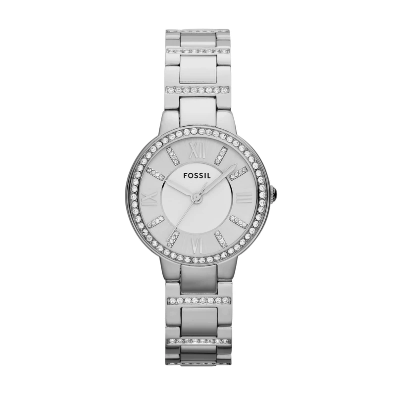 Fossil Watch for Women Virginia, Quartz Movement, 30 mm Silver Stainless Steel Case with a Stainless Steel Strap, ES3282