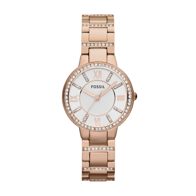 Fossil Watch for Women Virginia, Quartz Movement, 30 mm Rose Gold Stainless Steel Case with a Stainless Steel Strap, ES3284