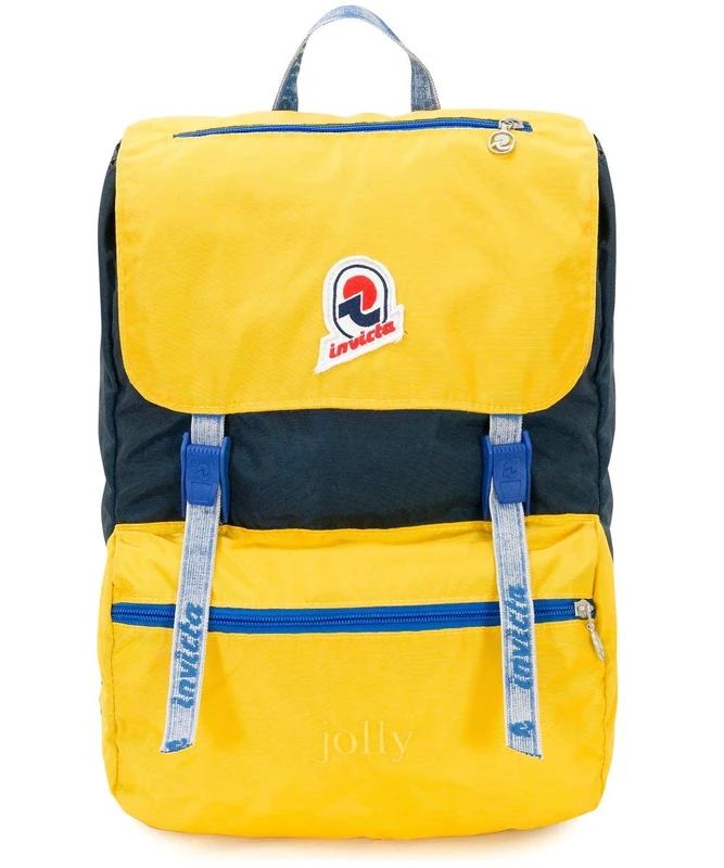 Invicta Backpack, JOLLY VINTAGE Knapsack, Casual Daypack, For Office, Day Trips & Commuting, For School, Sport, Free Time, 13'' Laptop Sleeve, Italian Design, yellow/blue