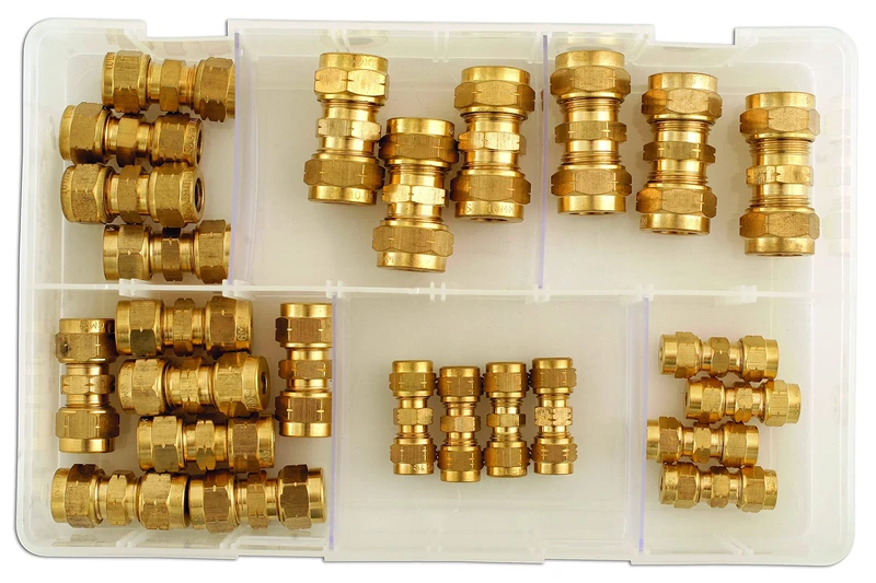 Connect 31879 Assorted Brass Tube Couplings MM Box 25pc