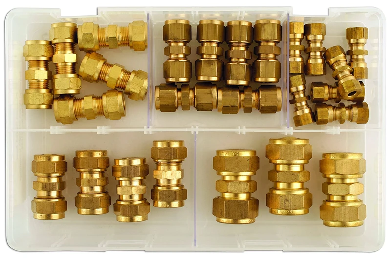 Connect 31880 Assorted Imperial Brass Tube Couplings Box 25pc