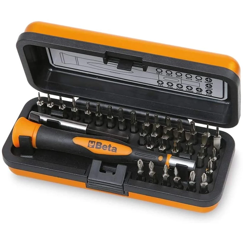 Beta 12560100 Model 1256 /C36-2 Bi-material Micro-screwdriver with 36 Interchangeable, 4mm Hex Bits and Magnetic Extension