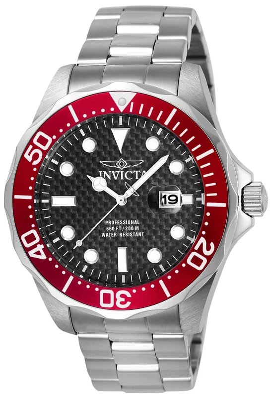 Invicta Pro Diver 12565 Men's Watch - Waterproof - Analogue - Quartz Movement - stainless steel with Black dial - 47mm