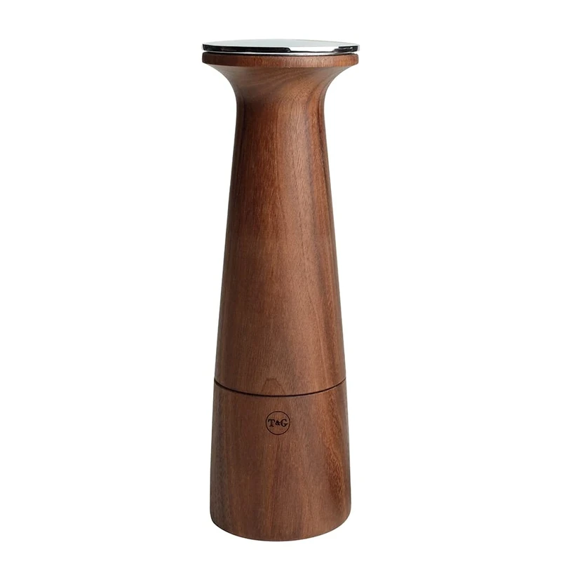 T&G CrushGrind Oblique Black Walnut Pepper/Peppercorn Mill, 20.5cm / Stylish Fine Dining Gourmet Fully Adjustable Ceramic Manual Grinder/Shaker/Coarse & Fine/Easy Fill