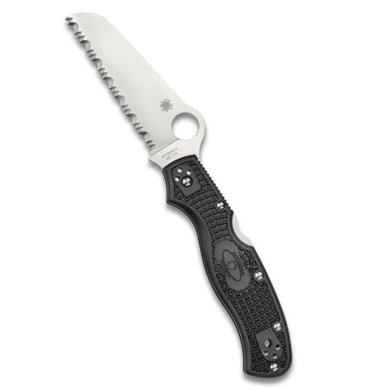Spyderco Rescue 3 Lightweight Spyder Edge Folding Pocket Knife Outdoor Camping & Hiking (Black)