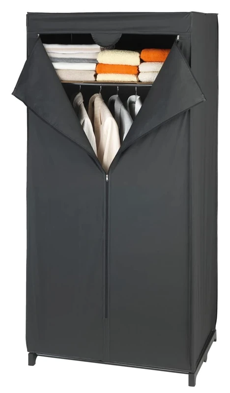 Wenko Deep Black 43821020100 Wardrobe 75 x 150 x 50 cm Plastic Film with Shelf Black