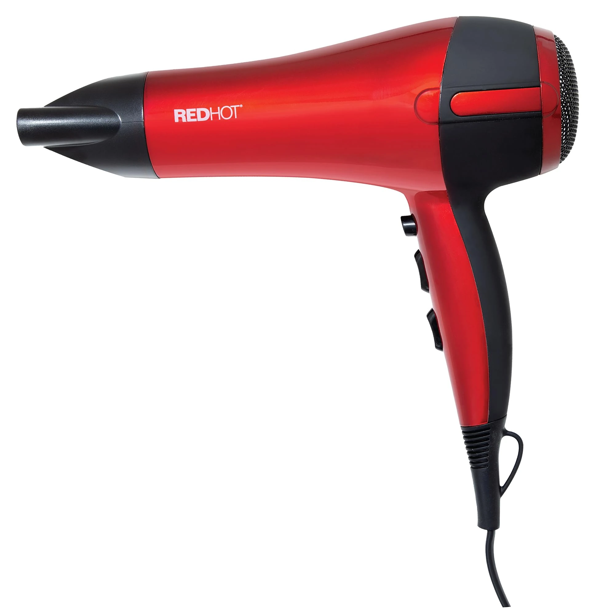 Red Hot 37060 2200W Professional Hair Dryer/Removeable Nozzle / 3 Heat Settings, 2 Speed Settings & Cool Air Mode/Salon Quality/Red Coloured