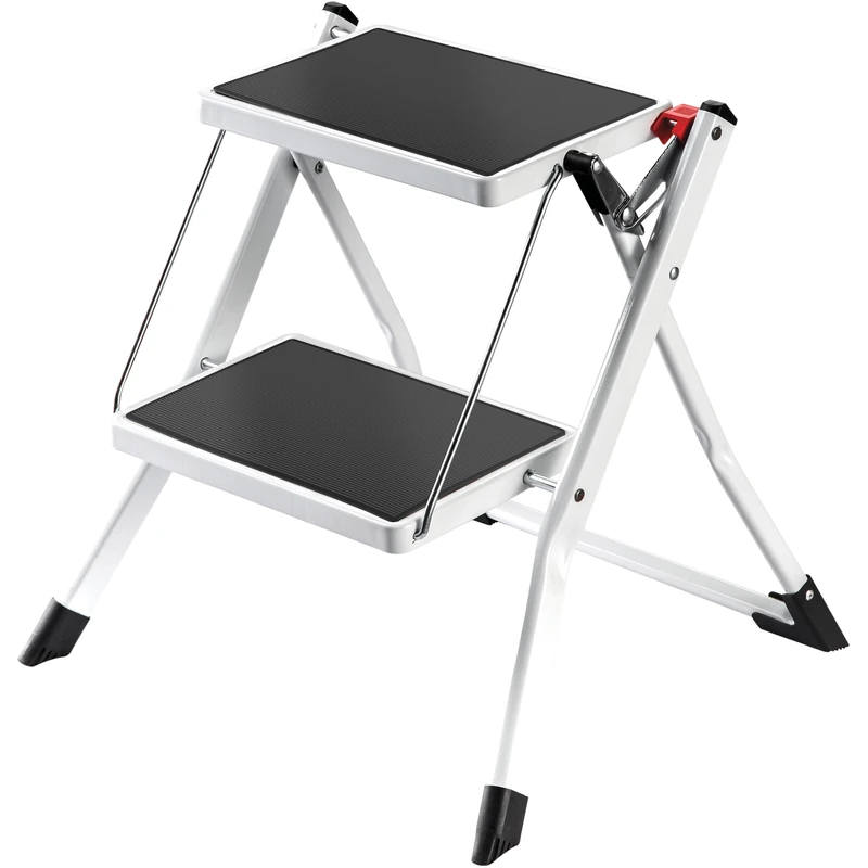 MSV Folding Step Approx. 49 x 49 x 45 cm, Maximum Load 150 kg, 2 Steps with Non-Slip Mats (Black)