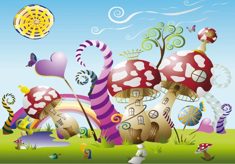 AG Design Mushrooms 4 Part Photo Mural Wallpaper, Paper, Multi-Colour, 0.1 x 360 x 255 cm