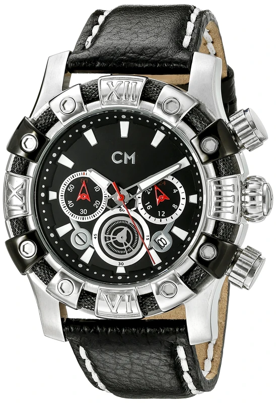 Carlo Monti Arezzo Men's Quartz Watch with Black Dial Chronograph Display and Black Leather Strap CM122-122