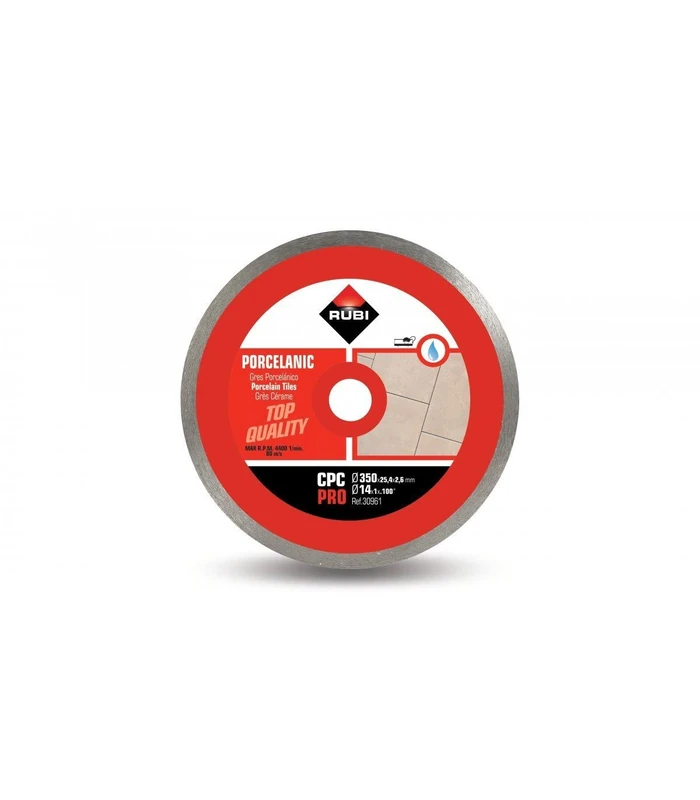 RUBI 30961 Diamond Blade for Porcelain and Stoneware - 350mm