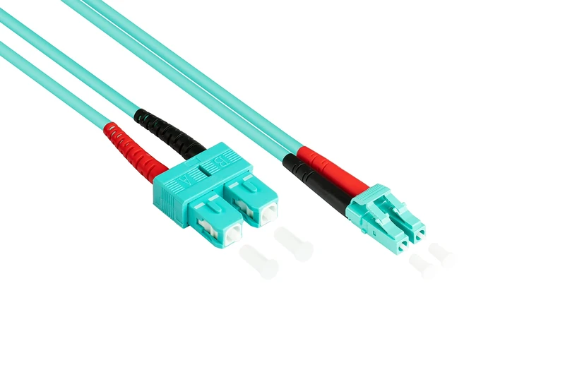 Good Connections LWL Duplex Patch Cable LC to SC Multimode 50/125 Inch Fibre Optic turquoise OM3 - Aqua/Türkis 2 m