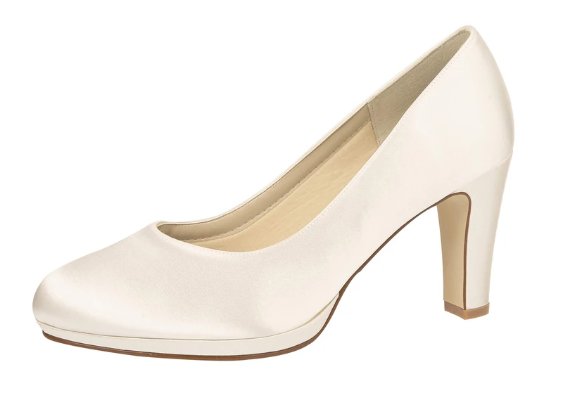 Rainbow Club Bridal Shoes Grace - Pumps, high Heels, Ivory/Cream, Simple, Comfortably Padded, Satin, Size 38 EU (UK 5) - Wedding Shoes, Block Heel