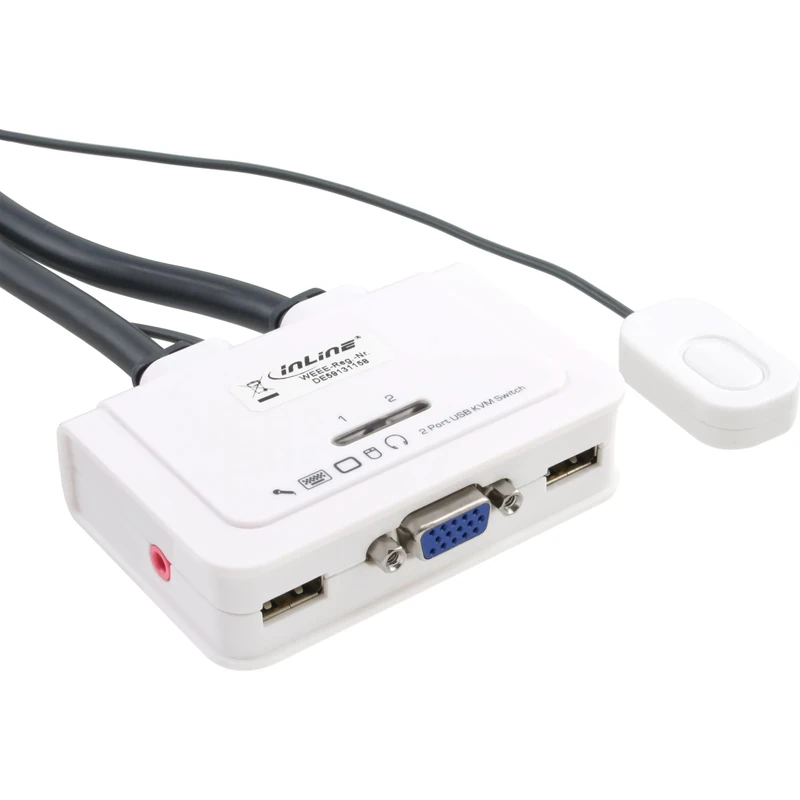 InLine® 60613I KVM Switch with Audio (2x VGA, USB with Tail Lead.
