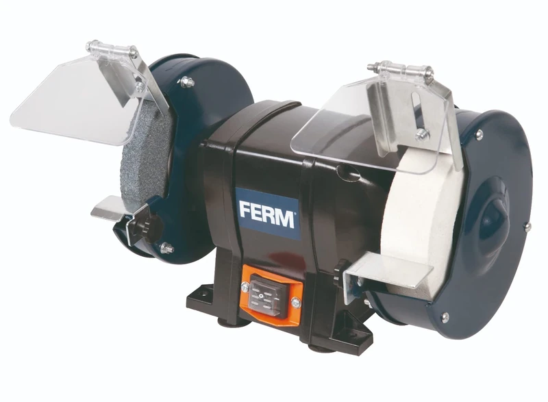 FERM Bench Grinder - 250W - 150mm - Mountable to your workbench - With 2 Grinding stones (P36 and P80), 2 Spark Arresters and 2 Work Rests - Image 1
