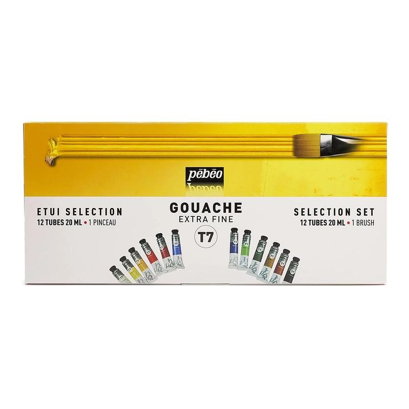 Pébéo Case with Gouache Paint 12 Tubes of 20 ml Assorted Colours