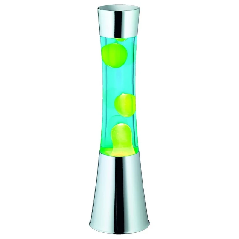 Reality r50551116 Lava Lamp Table, 1 x Halogen GY6.35 35 W, Chrome/Black/Transparent Clear, 41 cm