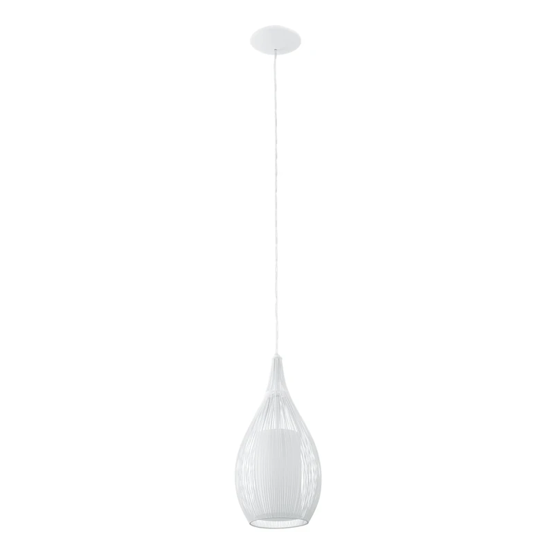 Eglo Pendant Lamp Razoni, 1 Bulb Hanging Lights, Material: Steel, Glass: Satin, Colour: White, Socket: E27