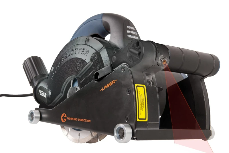 FERM Wall Slotter - Wall Chaser - 1600W - With 2 Diamond Discs 150mm - Laser - Vacuum Adapter - Canvas Storage Bag - Image 1