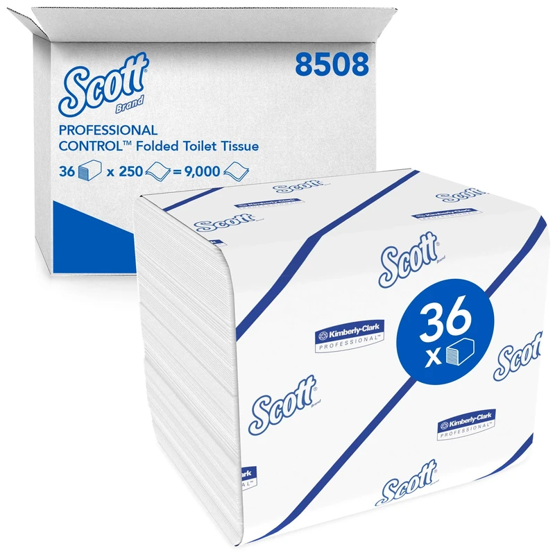 Scott Control Folded Toilet Tissue 8508 - 2 Ply Toilet Paper - 36 Packs x 250 Toilet Paper Sheets (9,000 sheets)