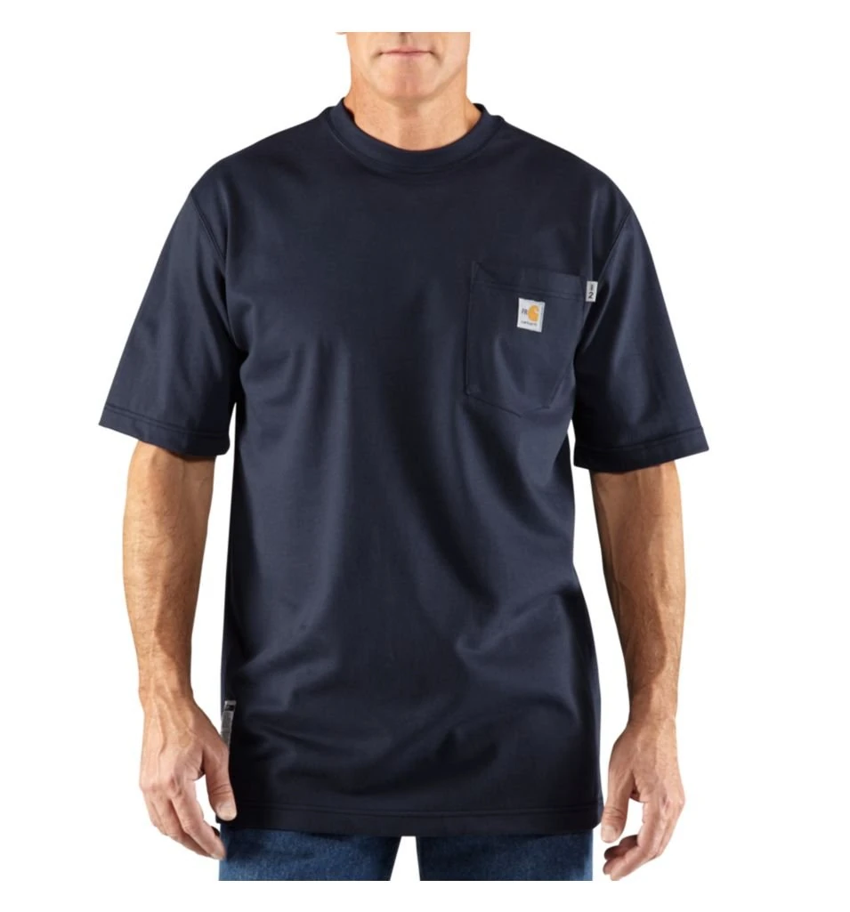 Carhartt Men's Pocket Fire Resistant Short Sleeve Work T-Shirt, Dark Navy, S