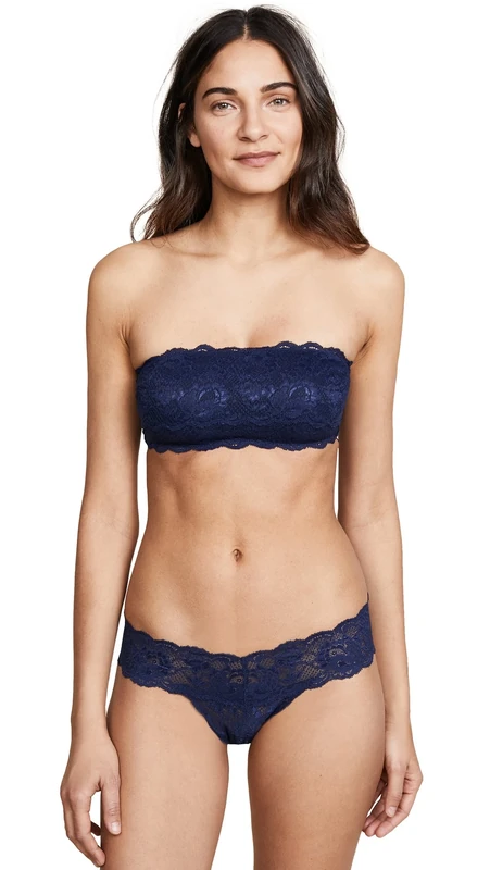 Cosabella Women's Say Never Flirtie Bandeau Bra, Semi-Sheer, Navy Blue, L