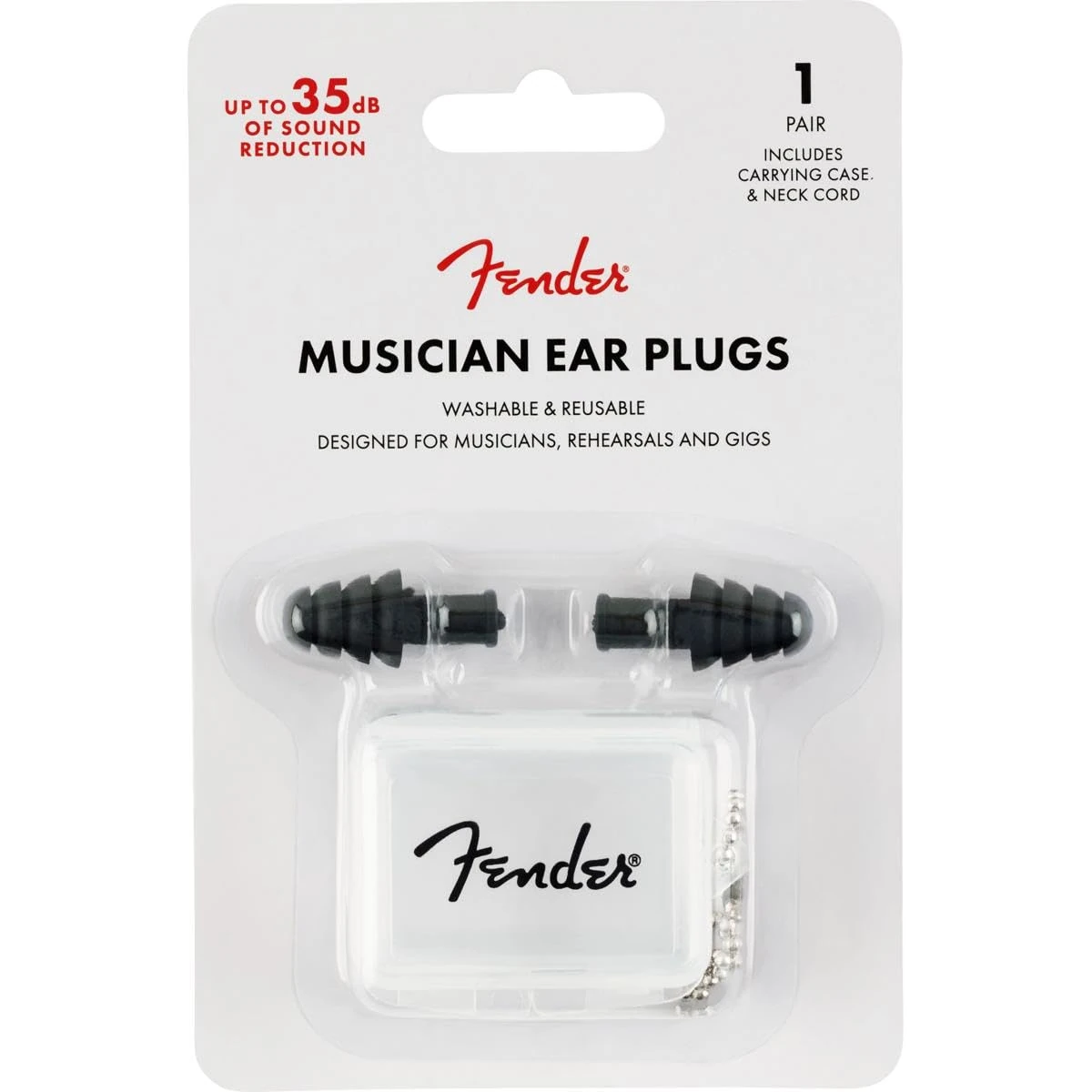 Fender Musician Series Ear Plugs - 27db Noise Reduction - Black, 099-0542-000