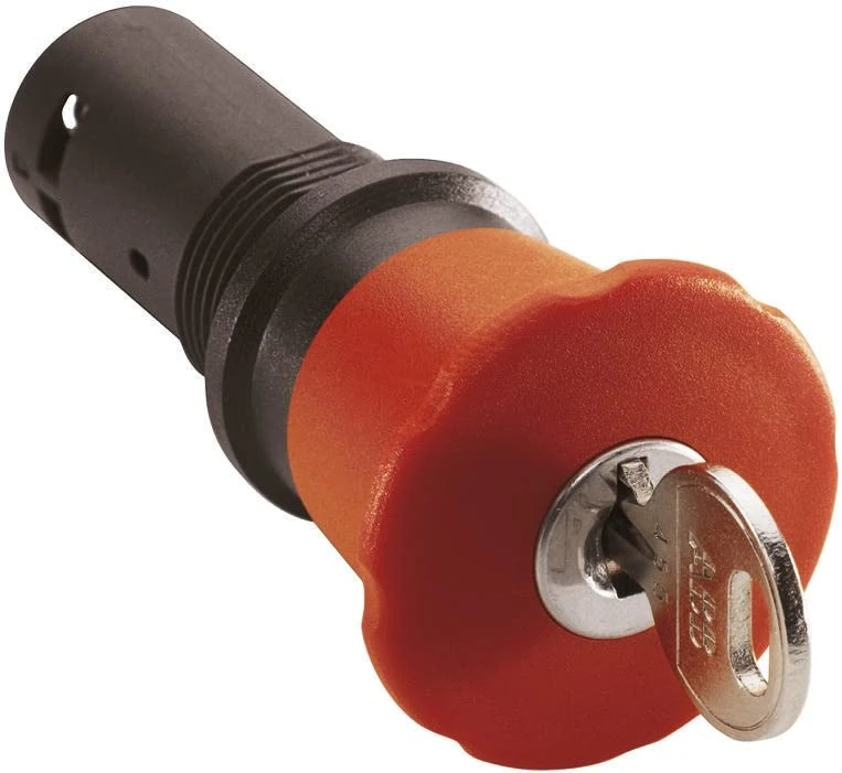 ABB CE4K1-10R-11 Compact Emergency Stop, Key Release, Mushroom 40mm, Red, Non-Illuminated, Black Plastic, 1NO+1NC (ABB1SFA619552R1071)