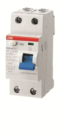 ABB Protecta Plus F202 A-100/0.1 Residual Current Circuit Breaker • 2 Pole • 100A • Type A • 100mA • RCCB • DIN Rail • F200 Series • Earth Fault Protection • 2CSF202101R2900 - Image 1