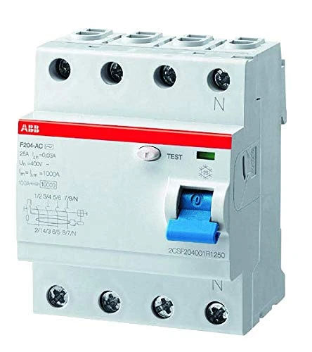 ABB F204A-63/0.1 4 Pole Residual Current devices RCD, 63 Amp Current, 100mA (2CSF204101R2630)