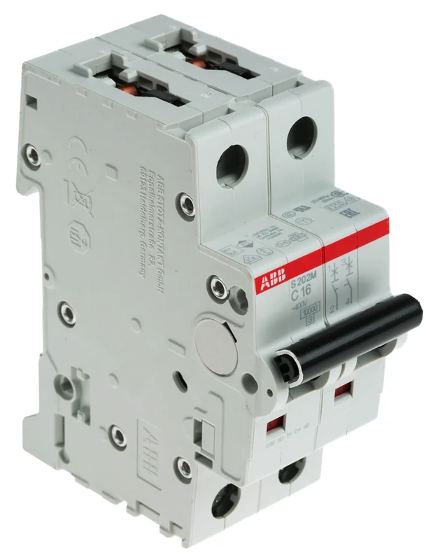 ABB S202M-C16 Miniature Circuit Breaker, 2 Pole, Type C, 10/15kA Breaking Capacity, 16 Amp Current (2CDS272001R0164)