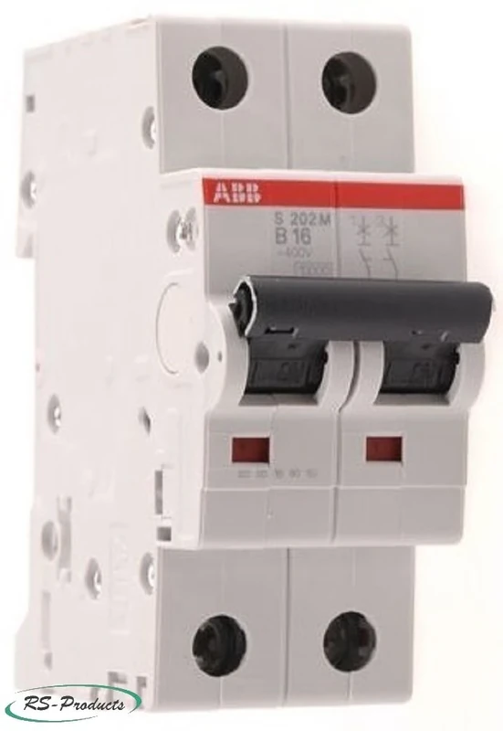 ABB S202M-B32 Miniature Circuit Breaker, 2 Pole, Type B, 10/15kA Breaking Capacity, 32 Amp Current (2CDS272001R0325)
