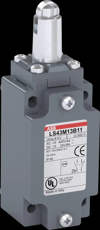 ABB LS43M13B11 Snap Action Limit Switch, Roller Plunger Atuator, Zink Alloy, 40mm, NC, NO (ABB1SBV011613R1211)