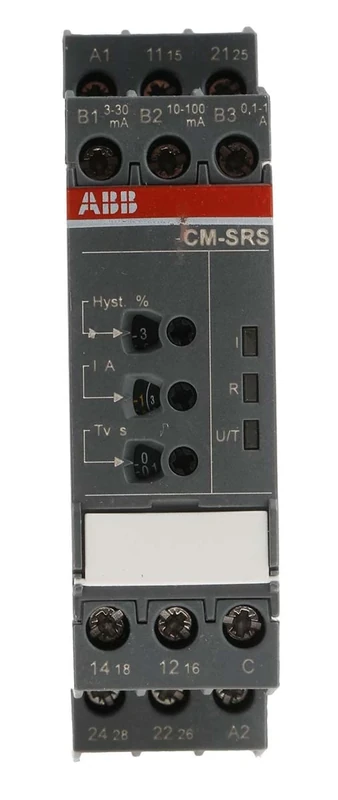 ABB CM-SRS.21S Single Phase Current Monitoring Relay 2c/o, B-C=3mA-1A RMS, 24-240V AC/DC (ABB1SVR730840R0400)