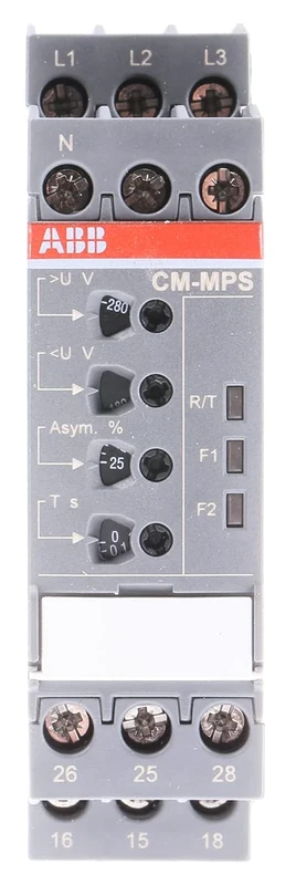 ABB CM-MPS.21S 3 Phase Monitoring Relay 2c/o, 0,0.1-30s, L1-L2-L3-N=3x180-280V AC (ABB1SVR730885R3300)