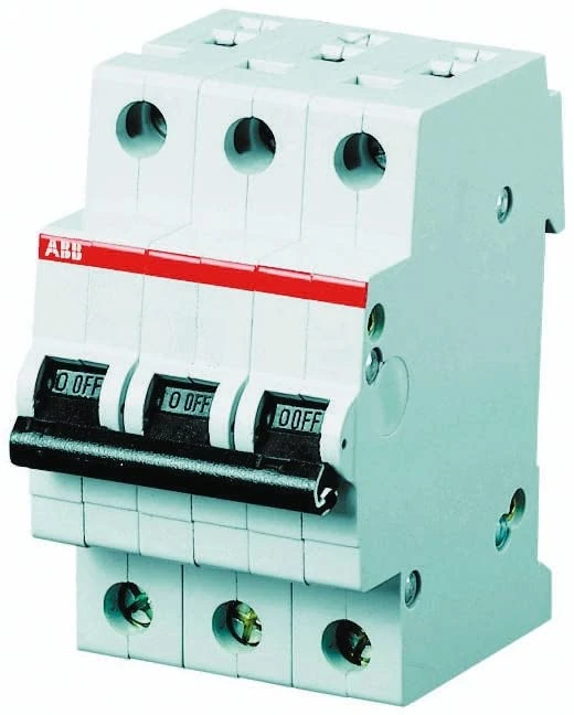 ABB S203M-D63 Miniature Circuit Breaker, 3 Pole, Type D, 10kA/15kA Breaking Capacity, 63 Amp Current (2CDS273001R0631)