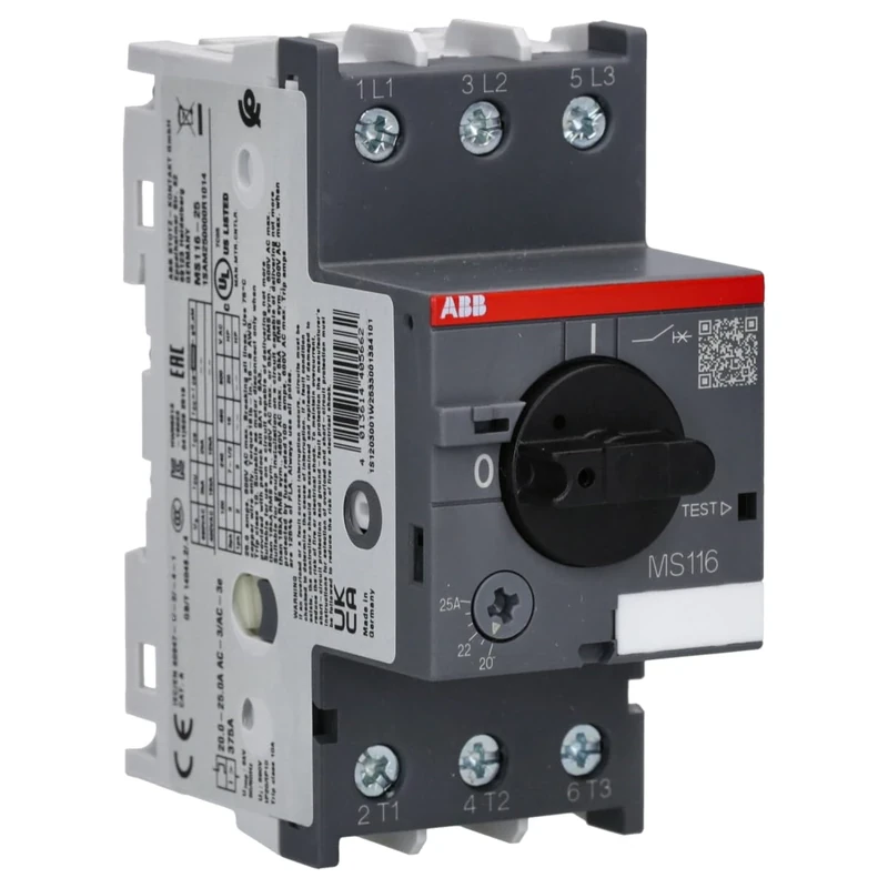 ABB MS116-25 Manual Motor Starter, 45mm width, 3 Pole, 690 V, 50-60Hz (ABB1SAM250000R1014)