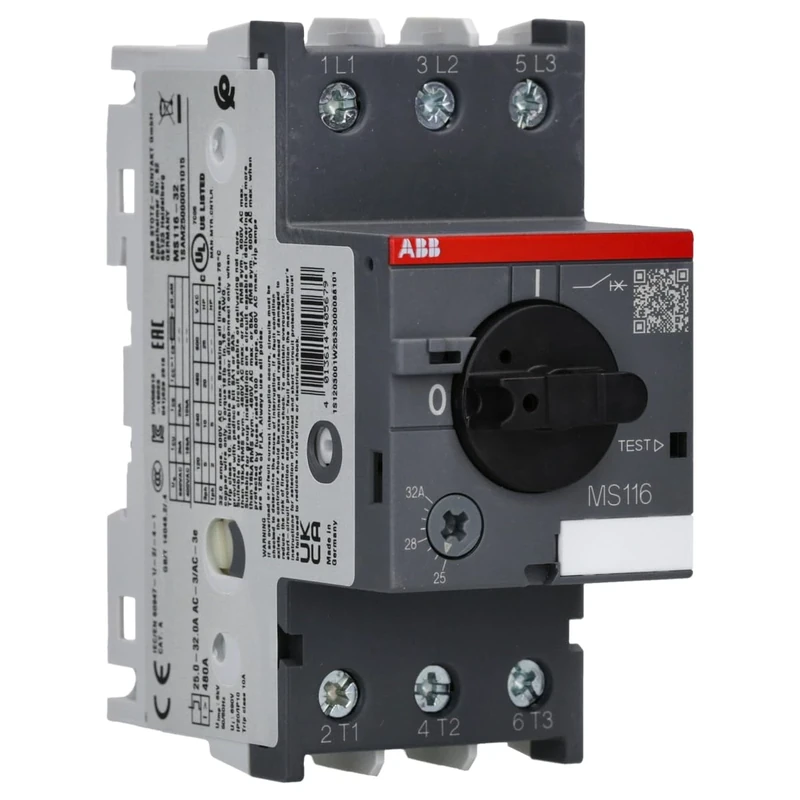 ABB MS116-32 Manual Motor Starter, 45mm width, 3 Pole, 690 V, 50-60Hz (ABB1SAM250000R1015)