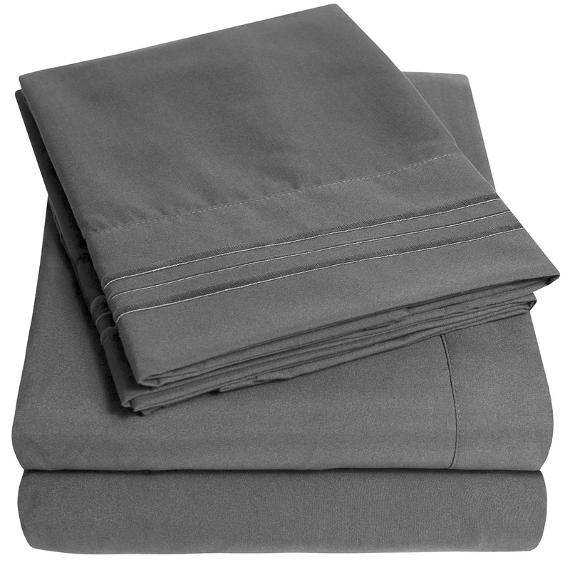 1500 Supreme Collection California King Sheet Sets Gray - Luxury Hotel Bed Sheets and Pillowcase Set for California King Mattress - Extra Soft, Elastic Corner Straps, Deep Pocket Sheets Gray