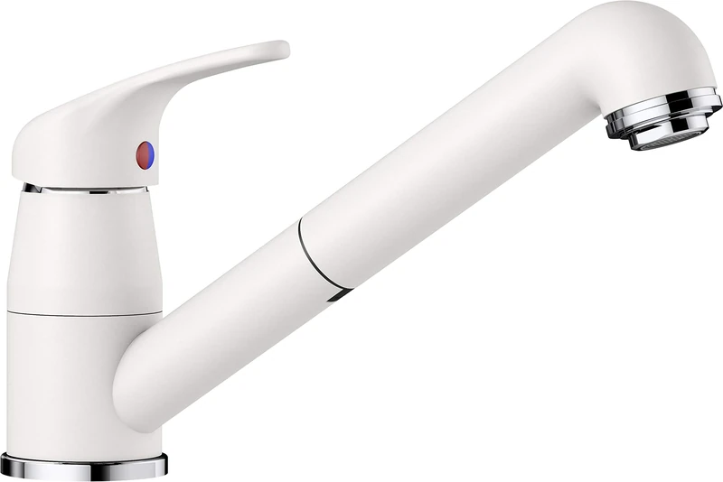 BLANCO DARAS-S – High-Pressure Kitchen Tap – Compact Entry-Level Model in Classic Design with Pull-out Spray – White – 517735