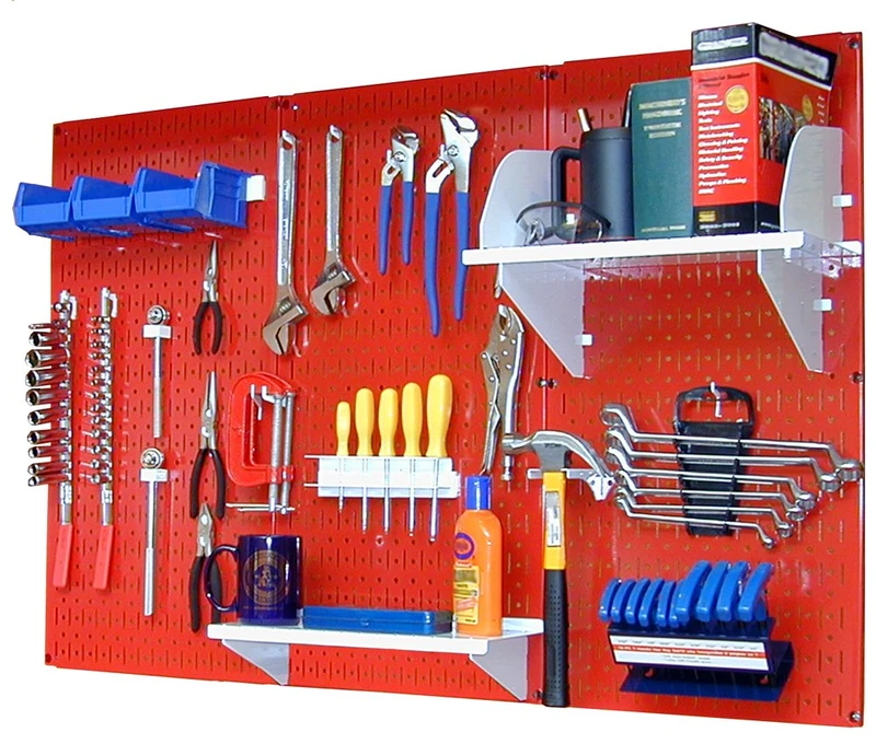 Wall Control 30-WRK-400 RW Pegboard Standard Tool Storage Kit, Red/White
