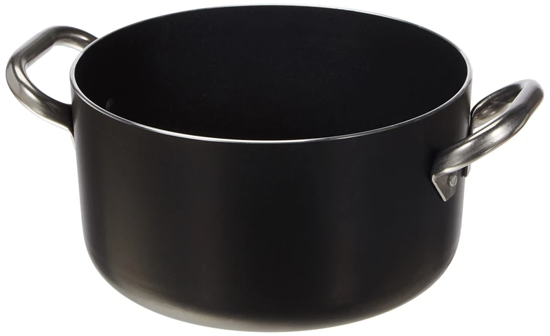 Pentole Agnelli Aluminium Black 3 Mm. Crystal Deep Saucepot With 2 Handles, 5.92 Litre, Colour - Black