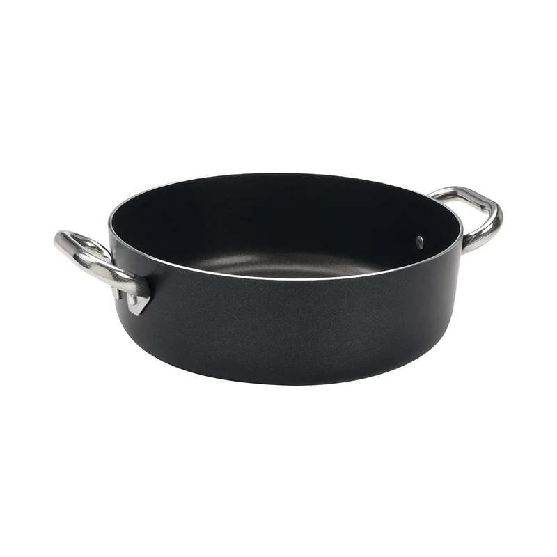 Pentole Agnelli Aluminium Black 3 Mm. Crystal Casserole Pot with 2 Handles, Diameter 24 Cm.