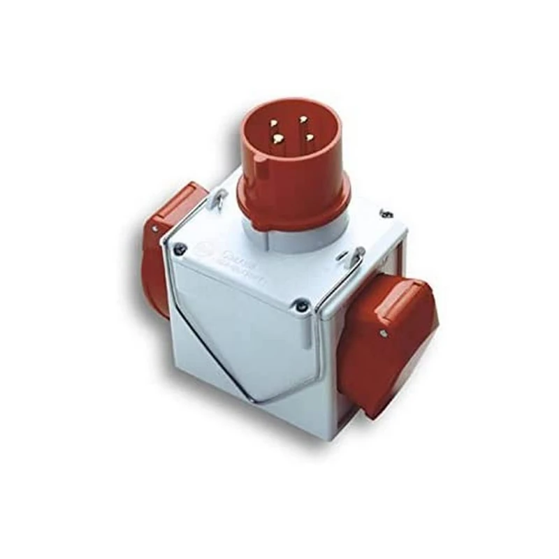 Industrial Double Plug: 3P + T 16 A Red EEC – IP44 Socket Adapter: 2 x 3P + T 16 A Red – IP67