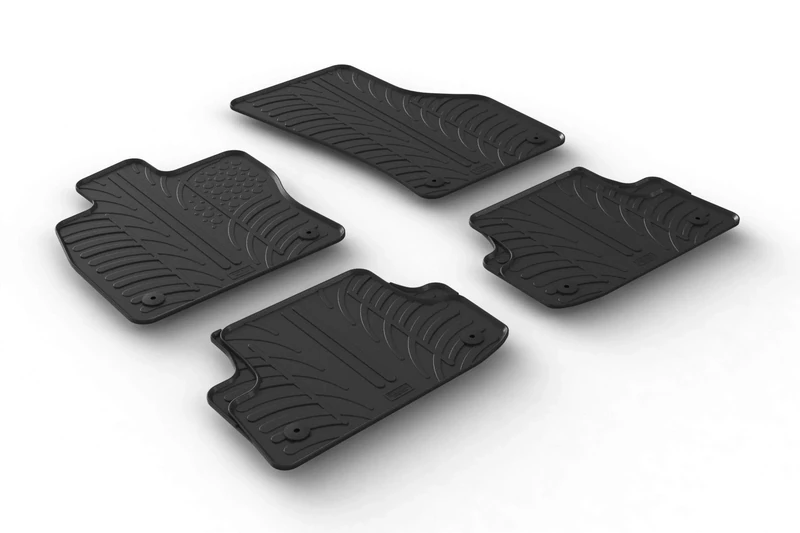 Gledring Rubber car mats set LHD compatible with Audi A3 (8V) HB/Sportback/Sedan 2012-2020 (T profile 4 pieces + mounting clips)