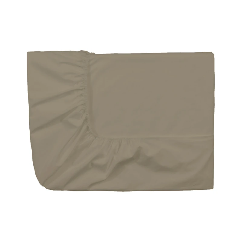 Essix Home Collection Percale Fitted Sheet, 80 threads, taupe, 180 x 200 cm - Image 1
