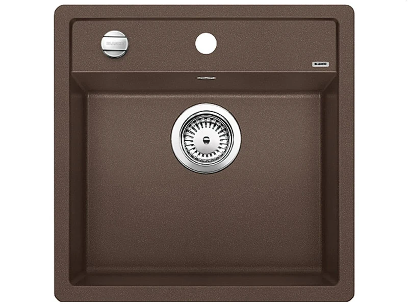 BLANCO DALAGO 5 | SILGRANIT Sink in café | Installation Type: Inset Installation from Above | for 50 cm Wide Base cabinets | Spacious Bowl Volume | Easy-Care Surface | [51.5x51x20.2 cm]