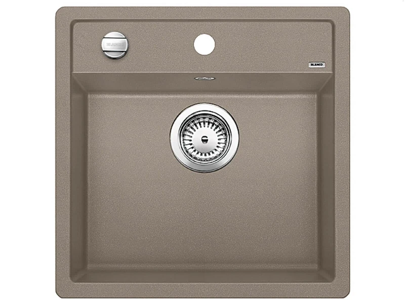 BLANCO DALAGO 5 | SILGRANIT Sink in Tartufo | Installation Type: Inset Installation from Above | for 50 cm Wide Base cabinets | Spacious Bowl Volume | Easy-Care Surface | [51.5x51x20.2 cm]